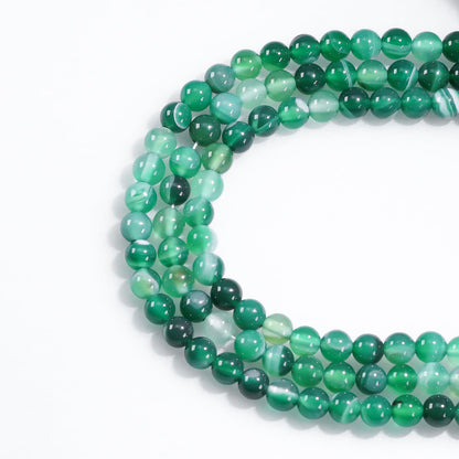 6mm Natural Gemstone Round Green Stripe Agate Loose Beads for Jewelry Making Bracelets Necklace Earrings Art Craft (60-62pcs/strand)