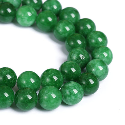 8MM 46PCS Natural Stone Green Cloudy Jade Spacer Loose Beads for Jewelry Making DIY Bracelet Necklace 1 Strand 15’’