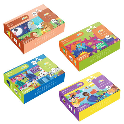 Dinomini Floor Puzzles for Toddlers 4-in-1 Value Pack - 4 x Puzzles for Toddlers 2-4 - 24, 36, 48 & 60 Pieces - Preschool Learning Activities - Learning & Educational Toys