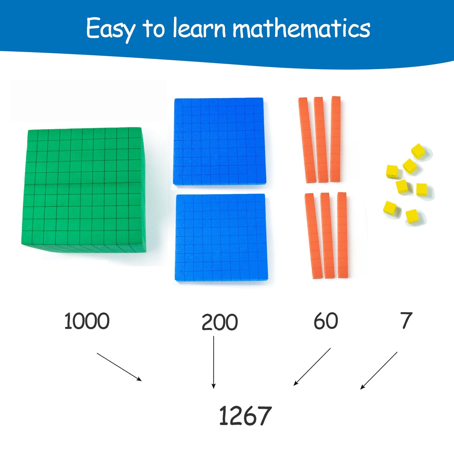 stochastic box Base Ten Blocks Plastic and Foam Base Ten Set Place Value Blocks for Early Counting Math Toy for 1st Grade