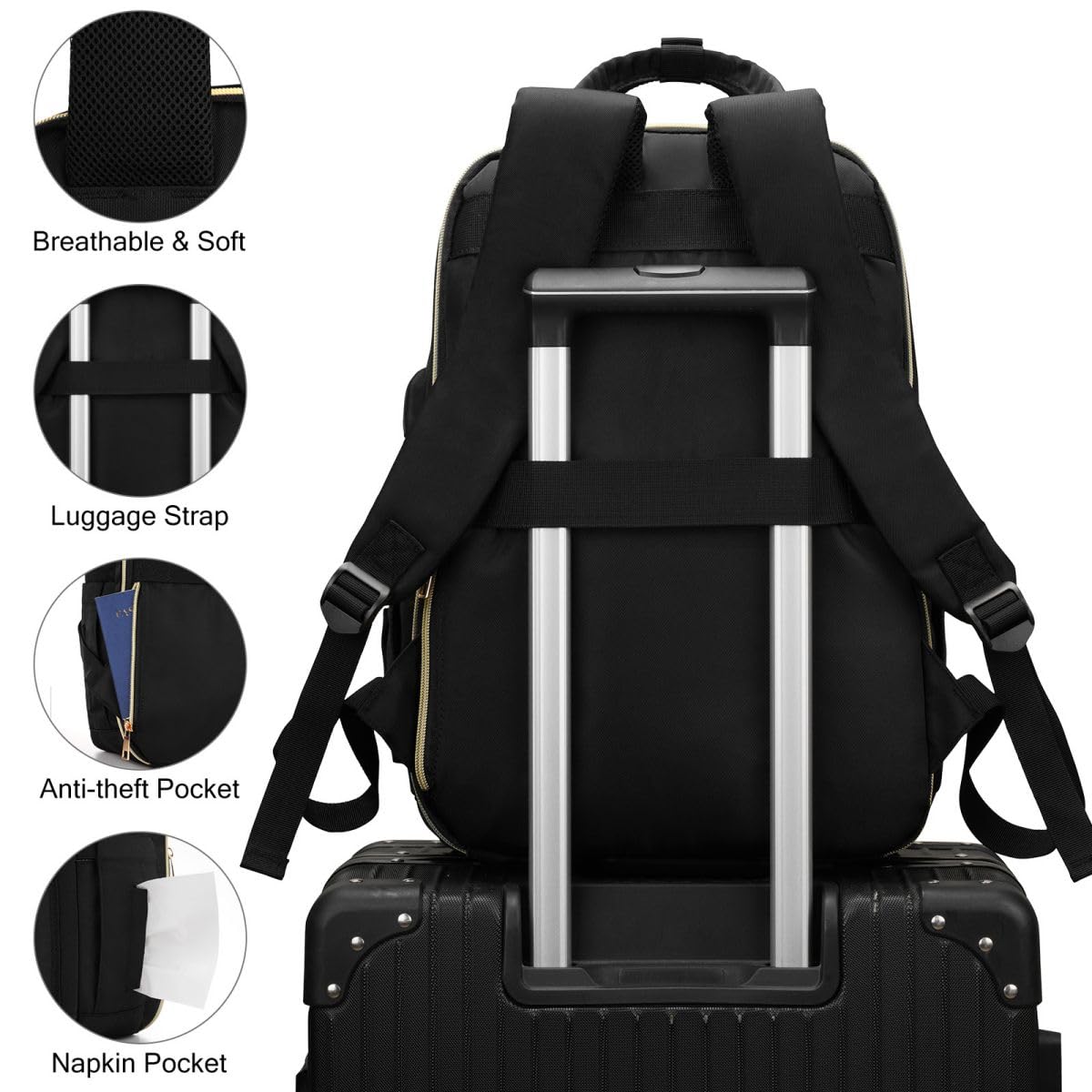 YAMTION Laptop Backpack for Women Bookbag School Backpack with Charger,Aesthetic Computer Backpacks for High School Teen Girls Office College Students Nursing Work,Mochila Mujer,Beige