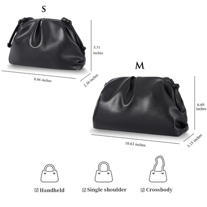 Huralona Dressy Pleated Vegan Leather Clutch Purse Super Soft Cloud Dumpling Clutch Bag for Women PU Evening Purse Handbag (Beige, S)