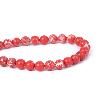 100Pcs Natural Stone 8mm Red Imperial Jasper Round Loose Gemstone Energy Healing Beads Hole Size 1mm DIY Smooth Beads for Bracelet Necklace Earrings Jewelry Making