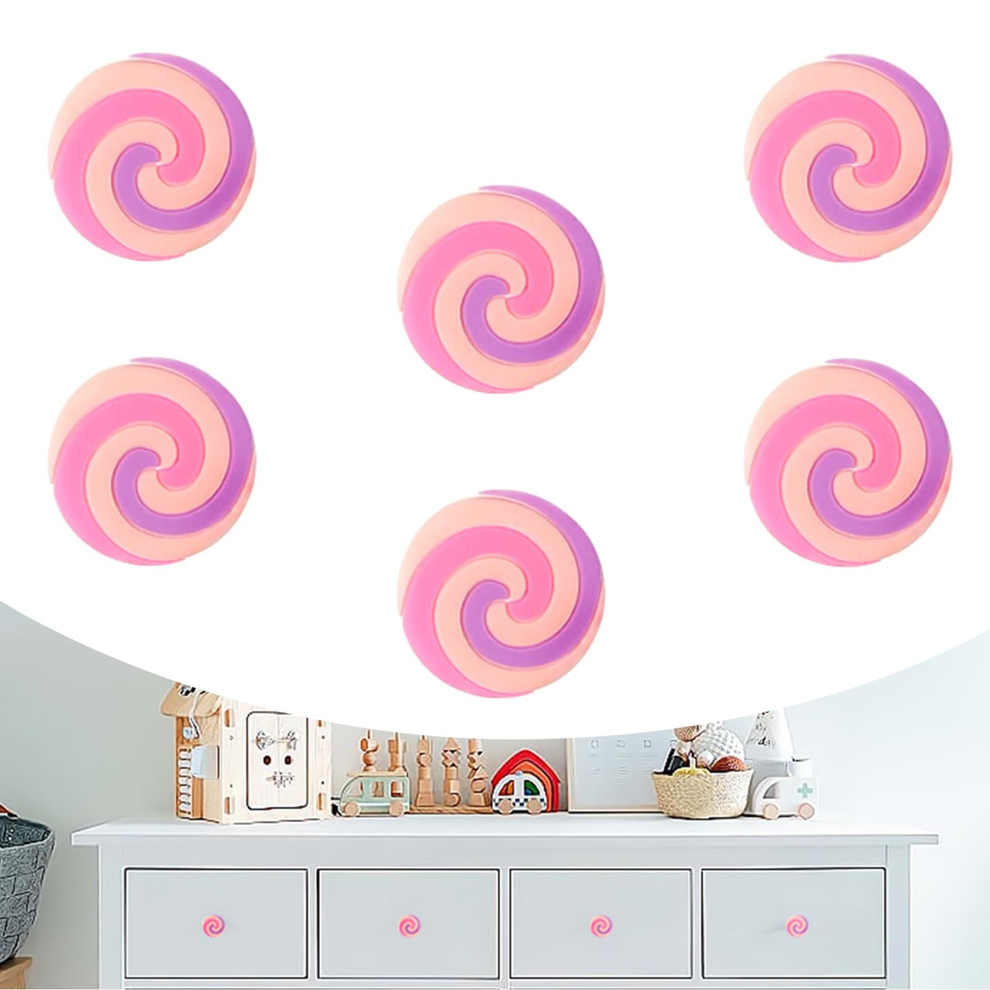 CcHhyyt 6pcs/Set Lollipop Cartoon Shape Soft Rubber Knobs Round Shape Knobs for Cabinet Handle pulls Drawer Knobs for Closets Organizer Box Bookcase