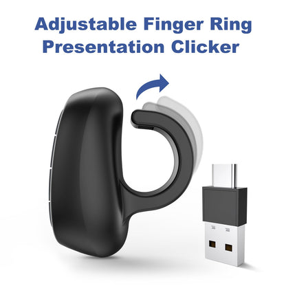Presentation Clicker PowerPoint Wireless Presenter Remote: USB C Laser Pointer Computer Clickers, Hyperlink Finger Ring Project Power Point PPT Clicker for Mac Laptop Office, Google Slide Advancer