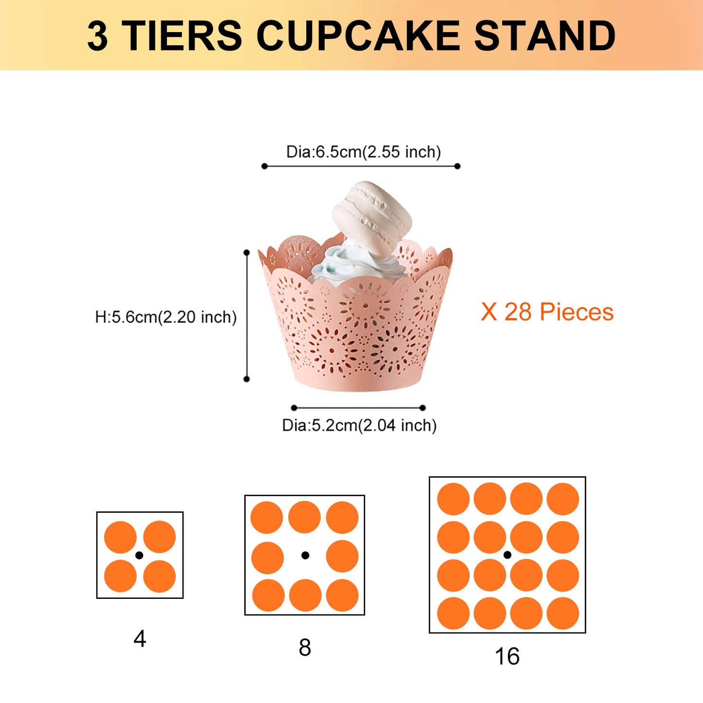 Boxalls Cupcake Stand, 3 Tier Square Acrylic Cupcake Display Stand Holder, Clear Dessert Pastry Tower for Wedding, Birthday, Theme Party, Baby Shower