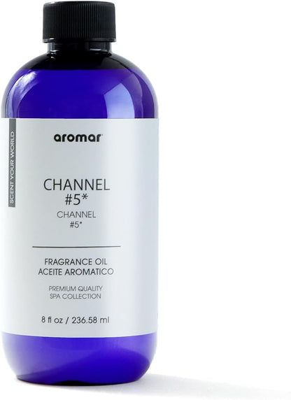 AROMAR Premium Fragrance Oil, Long-Lasting, Refreshing Uplifting Aroma for Aromatherapy, Relaxation & Household Uses. Channel #5 8oz