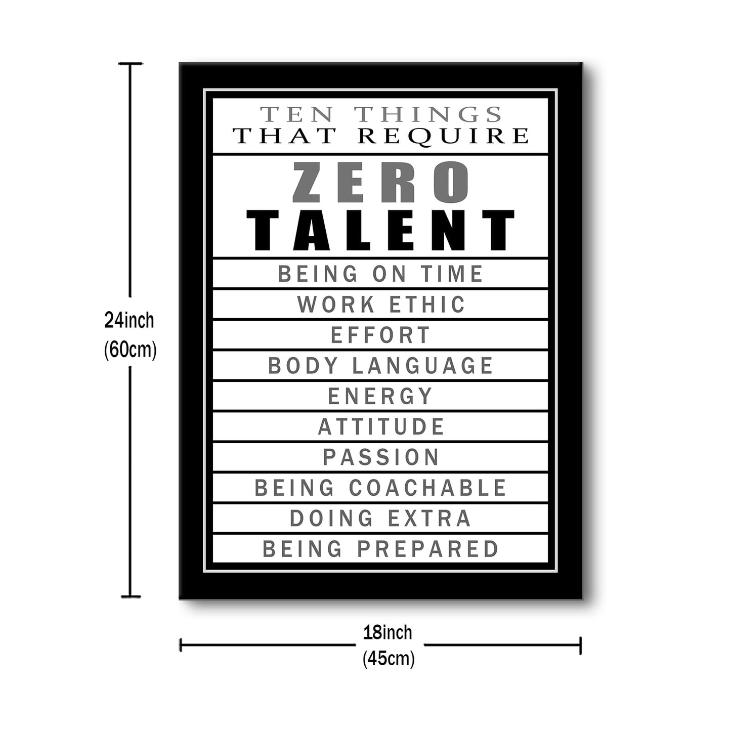 Motivational Canvas Wall Art Zero Talent Inspirational Poster Print Positive Quotes Pictures Painting Artwork for Home Office Bedroom Living Room Wall Decor Ready to Hang [18''Wx24''H]