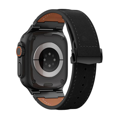 Vintage Genuine Leather Band for Apple Watch Ultra 49mm (2026 Upgrade), Rugged Replacement Strap Compatible with iWatch 46mm 45mm 44mm - for Men Women, Fit Ultra3/2/1, SE 3/2/1, Series11 10/9/8/7/6/5/4