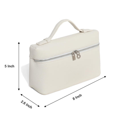 Crossbody Bag for Women Top-Handle Pouch Mini Bag Designer Shoulder Leather Handbag Trendy Purse (Beige)