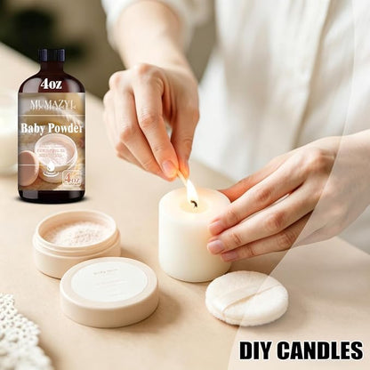 Baby Powder Fragrance Oil, Baby Powder Oil 4 Fl Oz 120ML for Diffuser Humidifier Yoga Cleaning DIY Candle Soap Making MUMAZYL Essential Oils