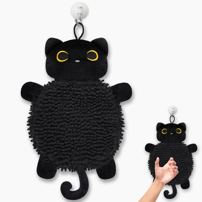 JEROKUMI Cat Hand Towel - Kitchen Towels with Hanging Loops Super Absorbent Chenille Hand Face Bath Towel, Cat Gifts for Women, Funny Towel Kitchen & Bathroom Decor (8x18 Inch)