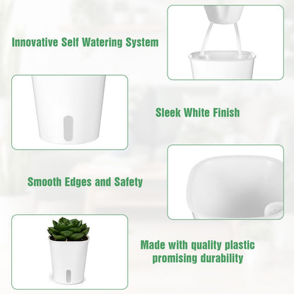 Kifmurase 20 Pcs 3 Inch Self Watering Pots for Indoor Planters, Plastic Self Watering Planter Pot Garden Flower Pots with Water Level Indicator Vents for Succulents (White)