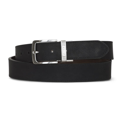 Nautica Mens Reversible Jean Leather Belt | 2-in-1 | Classic | Everyday | Business | Work | Dress | Casual | Metal Buckle - Black/Brown, 36"