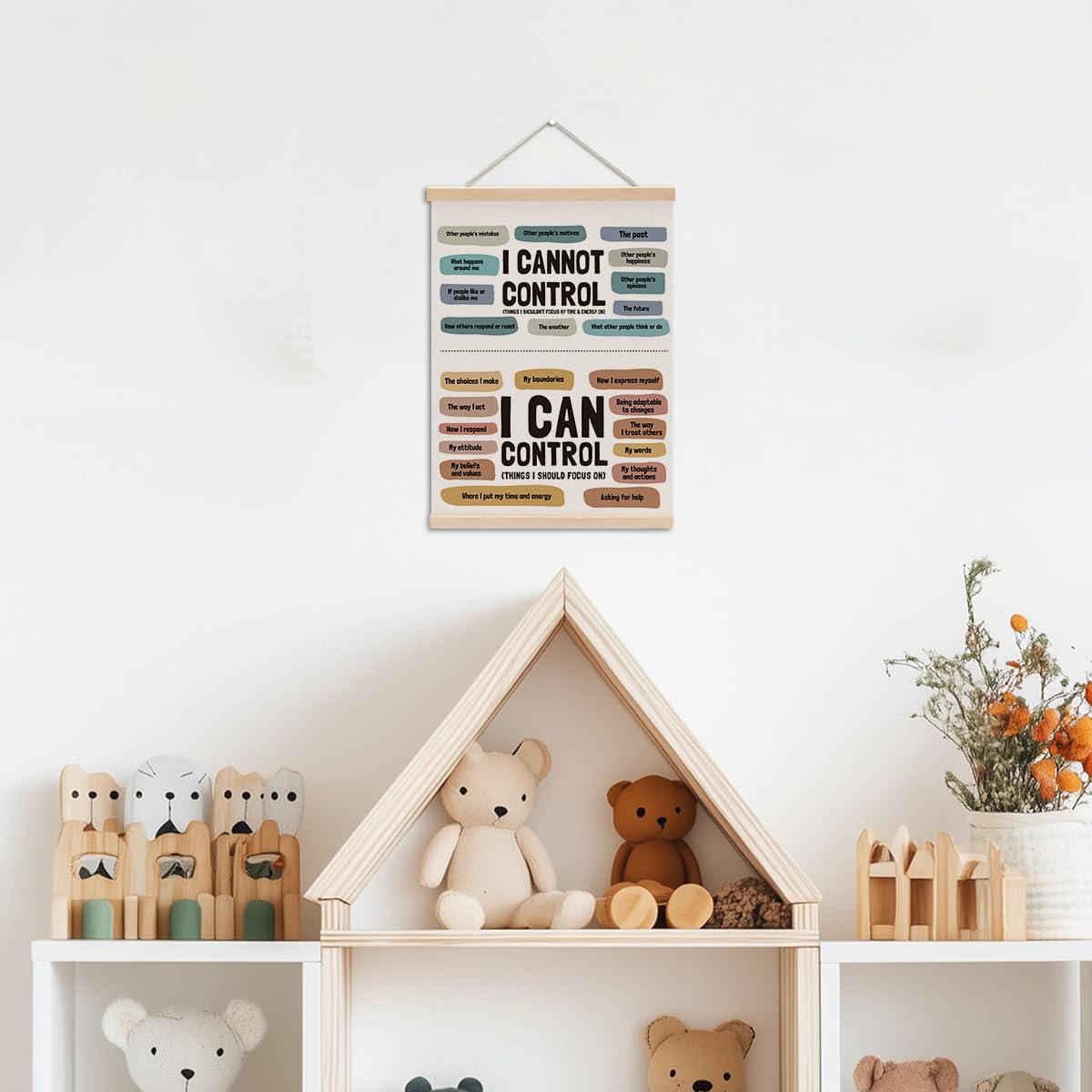 Inspirational Boho Poster Hanger, Therapy Office Decor Calm Corner Items, Growth Mindset Educational Posters Wall Art Wall Hanging Banner Home Calming Corner Counseling Psychologist Office Decor