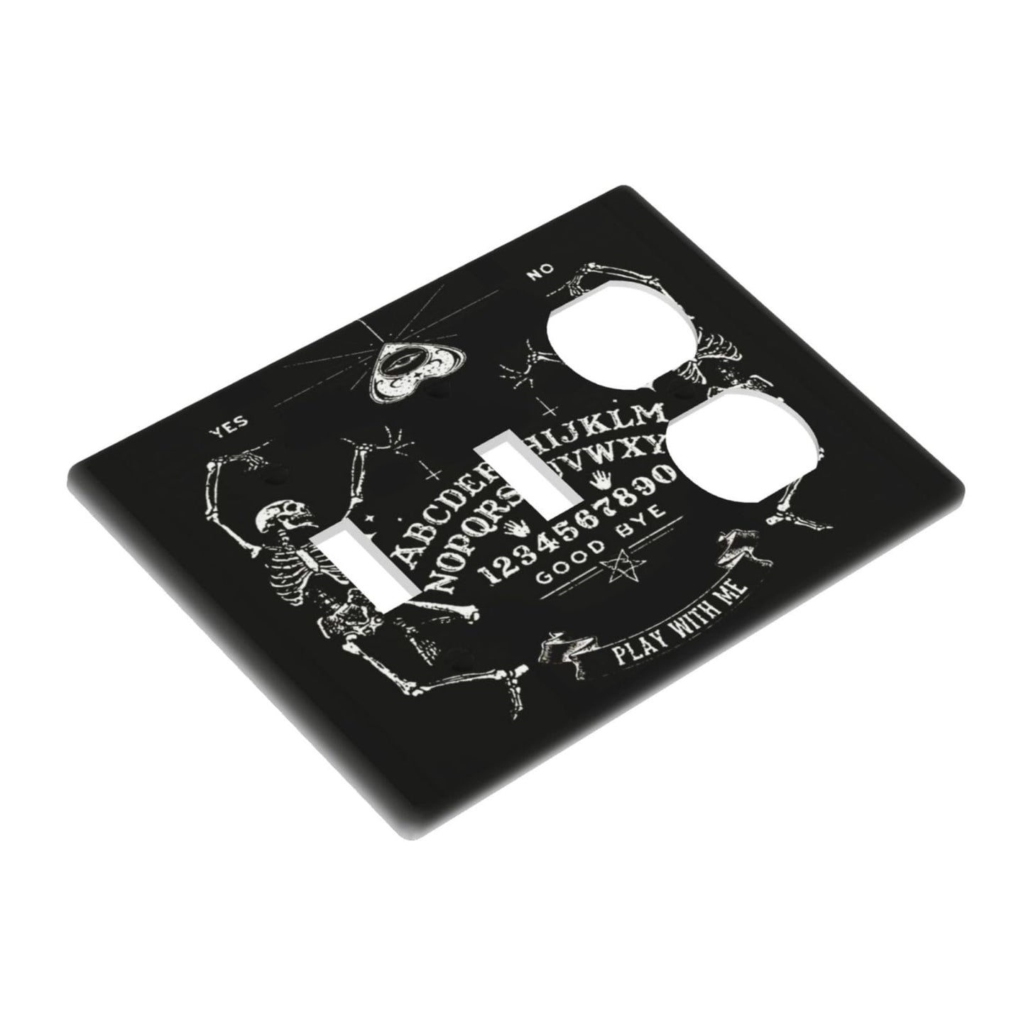 Gothic Skull Mysterious Skeleton 3 Gang Combination 2 Toggle 1 Duplex Receptacle Outlet Covers Light Switch Cover Combo Wallplate Decorative Faceplate
