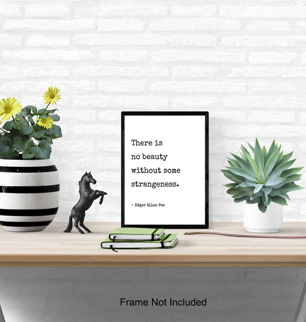 Edgar Allan Poe Wall Art LARGE 11x14 - Goth Room Decor Poster Sign - Bedroom Office Living room decoration - Unique Gift - Funny Sayings for Wall Decor - Inspirational Quotes Home print UNFRAMED