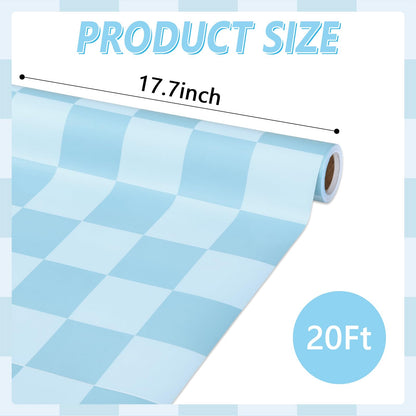 Blue Checkered Bulletin Board Paper Roll Retro Pastel Blue Bulletin Board Background Paper Back to School Classroom Decor Poster for Art Craft DIY Projects Home Office Party Supplies 17.7inx20ft