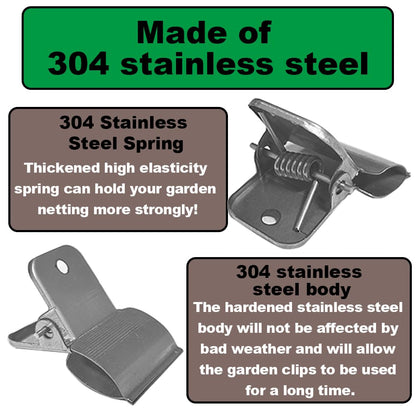 Stainless Steel Garden Clips, Extra Wide Strong Fixing Greenhouse Clips For Pvc Pipes, Garden Hoops. For Fixing Plant Cover, Shade Cloth, Greenhouse Plastic Sheeting, Garden Netting, Etc.