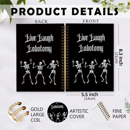dvhdajed Funny Halloween Gothic Spiral Notebook, Witchy Goth Skeleton Journaling Notebooks, Halloween Skull Spiral Journal for Women, Gothic Skull Office School Supplies Gifts, 5.5x8.3In