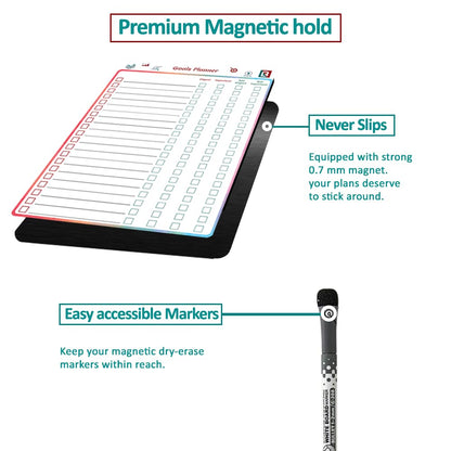 LAMBOCK 4 PCS Reusable Dry Erase Habit Tracker & Goal Planner |8.3 x 11.7''| with 6 PCS Magnetic Dry Erase Markers, Used as Fitness Planner, Reward, Behavior Chart & Chore Chart for Kids and Adults…