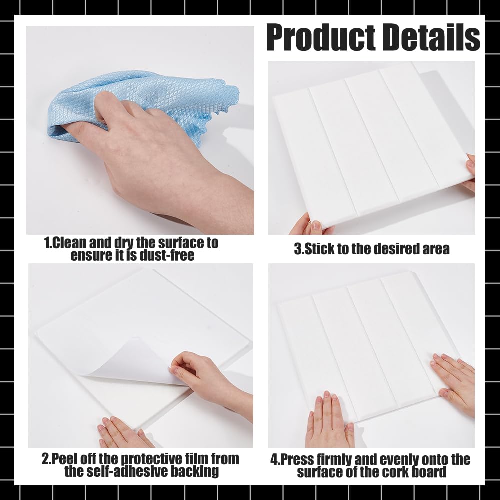 UNICRAFTALE 12Pcs White Felt Bulletin Board 12x12 Inch Self-Adhesive Felt Tiles Pin Board Squares for Home Office Classroom Display