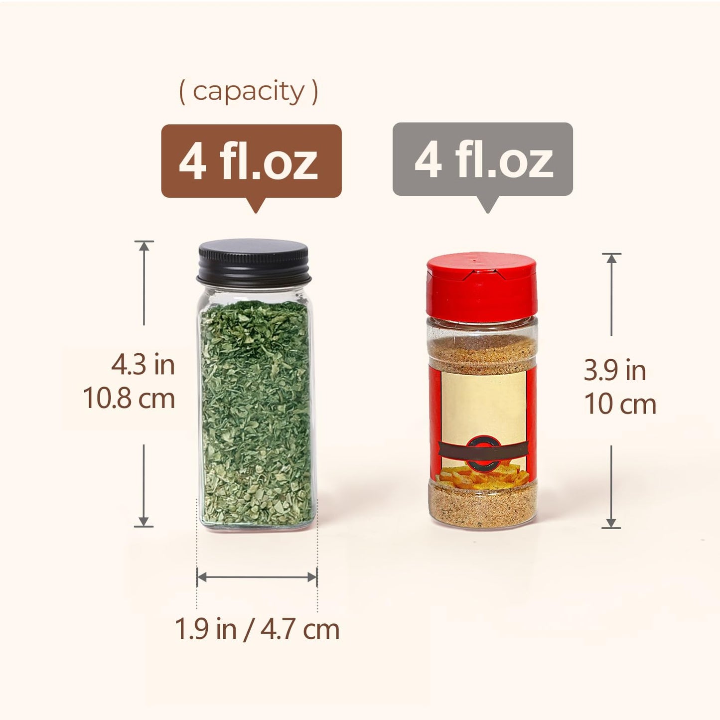 ComSaf Aesthetic Minimalist Glass Spice Jars with Labels, 24Pcs 4oz Empty Spice Containers with 93 Labels, Metal Funnel, Extra Shaker Lids, Square Spice Bottles for Kitchen Organization