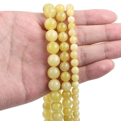 BEADIA Natural Lemon Jade Stone Round Loose Semi Gemstone Beads for Jewelry Making 10MM 38PCS
