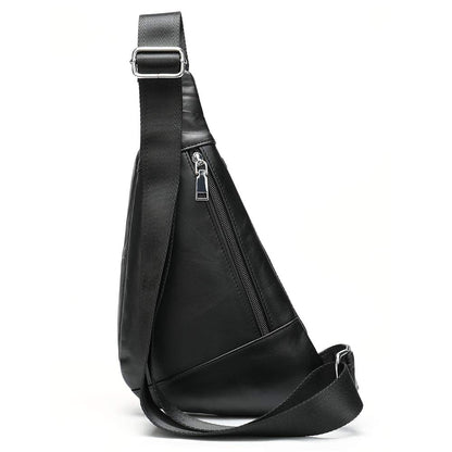 Genuine Leather Mens Sling Bag Triangle Small Women Crossbody Bags Purses Front Chest Day Pack One Shoulder Strap Backpack
