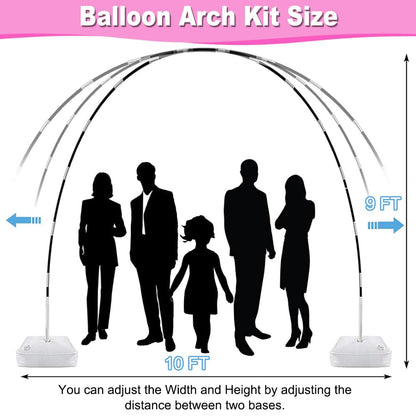 Balloon Arch Kit and Balloon Pump, 9Ft Tall & 10Ft Wide Adjustable Balloon Arch Stand Kit with Electric Pump, Balloons and Accessories for Birthday, Wedding, Graduation Party Decoration