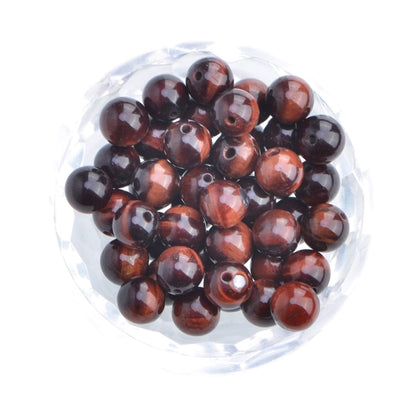 100Pcs Natural Crystal Beads Stone Gemstone Round Loose Energy Healing Beads with Free Crystal Stretch Cord for Jewelry Making (Red Tiger Eye, 8MM)