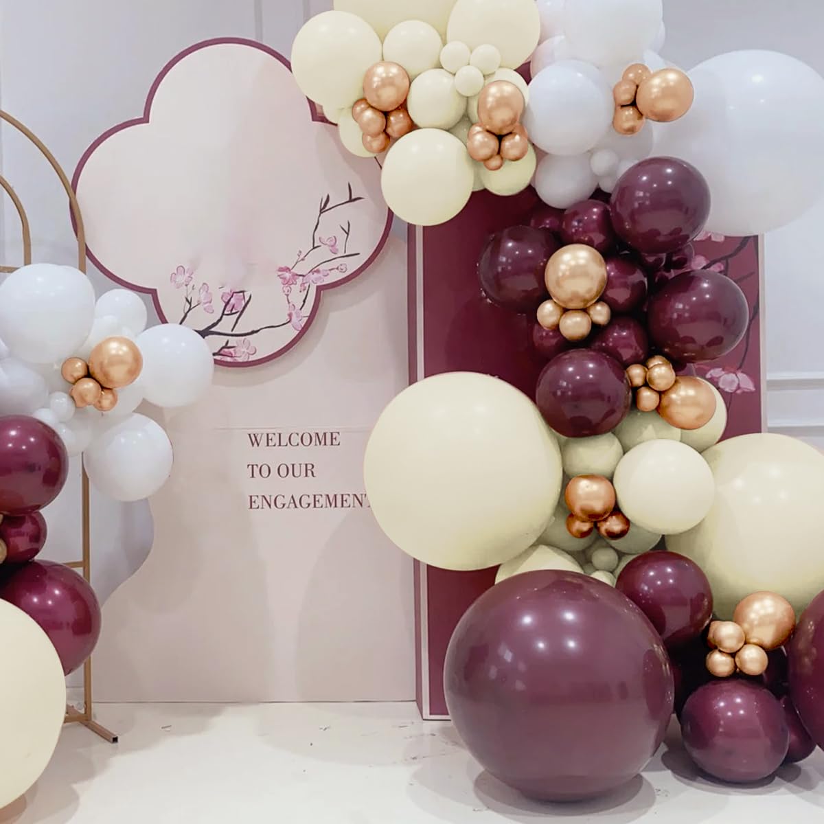 MOXMAY Dark Purple White Gold Balloon Garland Arch Kit, 160Pcs Grape Purple White Sand Metallic Rose Gold Balloons for Halloween Wednesday Baby Shower Birthday Wedding Party Decoration