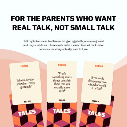 TALES 150 Conversation Cards, Teens Edition, Fun Family Games for Teens, Perfect for Dinners, Road Trips, Classrooms & Game Nights, Gifts & Gatherings, Conversation Starters to Spark Creativity