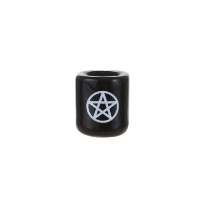 Mega Candles 5 pcs Ceramic White Pentacle Chime Ritual Spell Candle Holder - Black