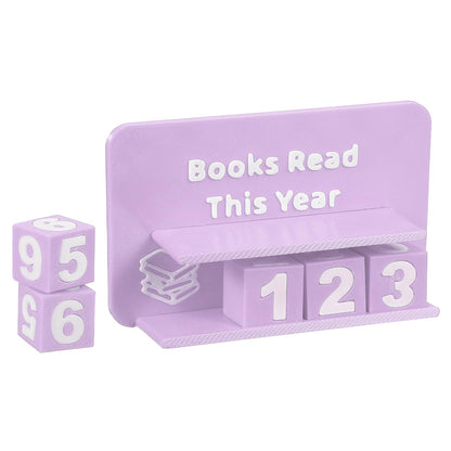 PATIKIL Books Read This Year Tracker, 3D Reading Challenge Counter Sign Library Bookshelf Decor Reading Challenge Number Up to 999 Books Gift for Reader Book Lovers Teachers, Lavender