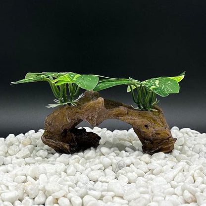 Fish Tank Decorations Aquarium Decor Ornaments Betta Silk Leaf pad Hammock Artifical Driftwood Cave Goldfish Bowl Accessories (Type-D)