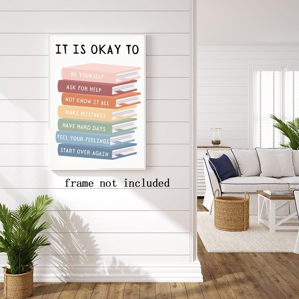 Inspirational Phrases Wall Art Motivational Sayings Quote Poster It's Okay to Not be Okay Poster Motivational Kids Educational Wall Art for Teens Adults Office Classroom Decor 8x12in Unframed