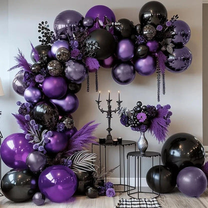 Purple and Black Balloons Dark Purple Balloon Garland Arch Lavender Lilac Kit For Wednesday Birthday Halloween Vampire Retirement Graduation Prom Party Decoration