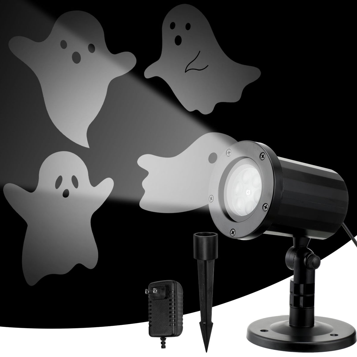 Glooglitter Halloween Projector Lights Outdoor Ghost Rotating Projector Yard Stake Lights Halloween Ghost Projector for Home Theater, Ceiling, Room, Patio, Garden, Halloween, Bedroom Decor