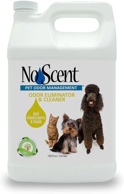 No Scent Anal Gland Express & Skunk Spray Pet Fur Cleaner for Dogs & Cats (128 Fl Oz / 3.8 Liters)