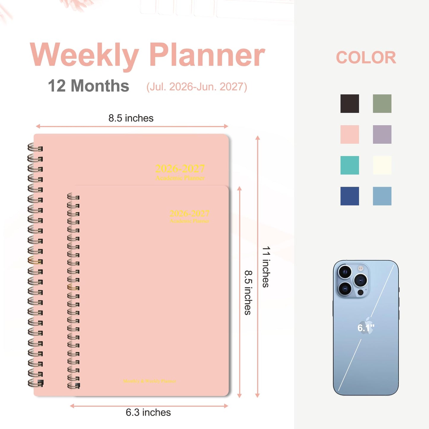 Planner 2026-2027, Weekly and Monthly Academic Planner, July 2026 - June 2027, Hardcover Calendar Agenda Book for School Year Planning, School Supplies for Teacher and Student, A5(6.3'' x 8.5'')