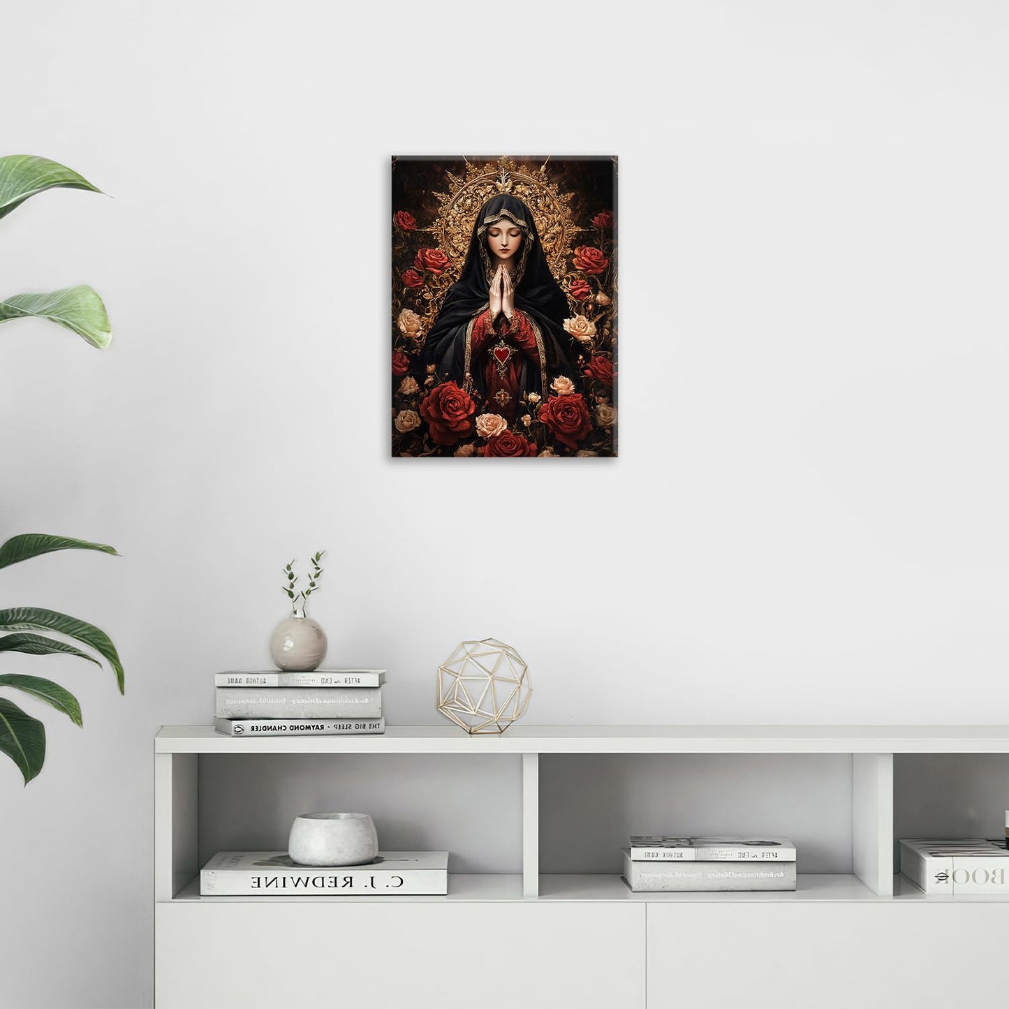 Virgin Mary Wall Art, Virgen De Guadalupe Pictures Wall Decor Our Lady Canvas Prints Framed Artwork Paintings Poster Home Office Decorations For Bedroom Living Room Kitchen Dinning Room 12l X 16w