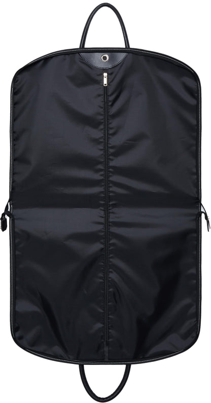 ZARLOO 40" Premium Carry-On Garment Bag for Travel & Closet Storage - Foldable, Lightweight Leather Suit Bag for Men Women - Waterproof & Wrinkle-Free Protection for Suits, Dresses & Coats (Black)
