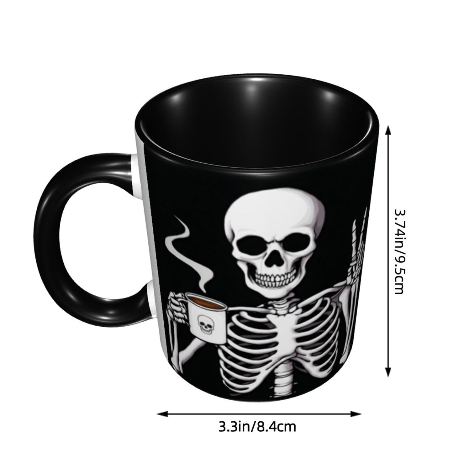 Yamegoun Skull Coffee Mug 11oz Ceramic Tea Cup Kitchen Decor Microwave Safe for Office and Home Novelty Christmas Gifts for Men Women