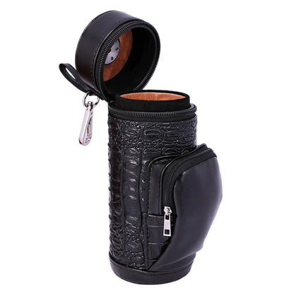 AMANCY Portable Black Cigar Humidor Travel Case, Slender Cylindrical Crocodile Pattern Leather Holder with Cigar Accessories for Men