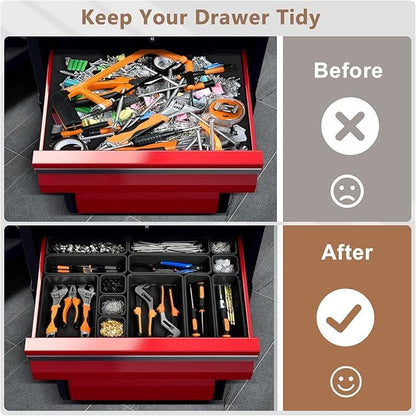 A-LuGei【XX-Large Size【5 Pcs】 Tool Box Organizer Tray Divider【Single Size】 Desk Drawer Organizer Bin, Garage Organization and Storage Toolbox for Rolling Tool Chest Cart Cabinet WorkBench Part Widget