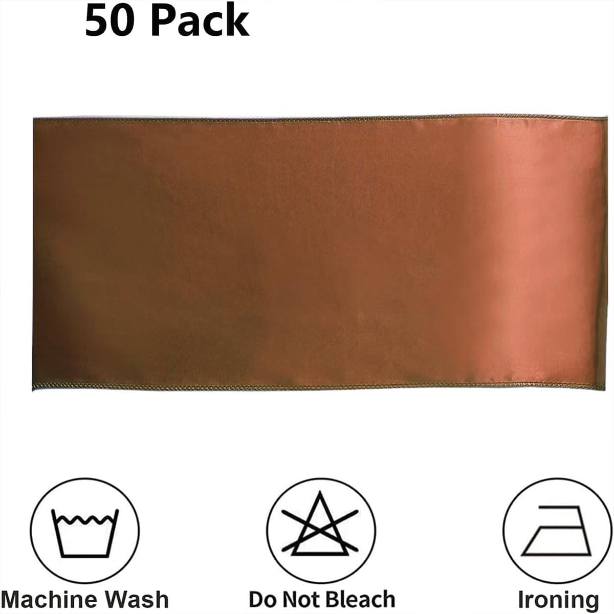 MAGTOWNE Brown Chair Sashes 50 Pack, Chocolate Satin Chairs Bows Ribbons for Party Wedding, Universal Ties Knots for Folding Chairs Decor