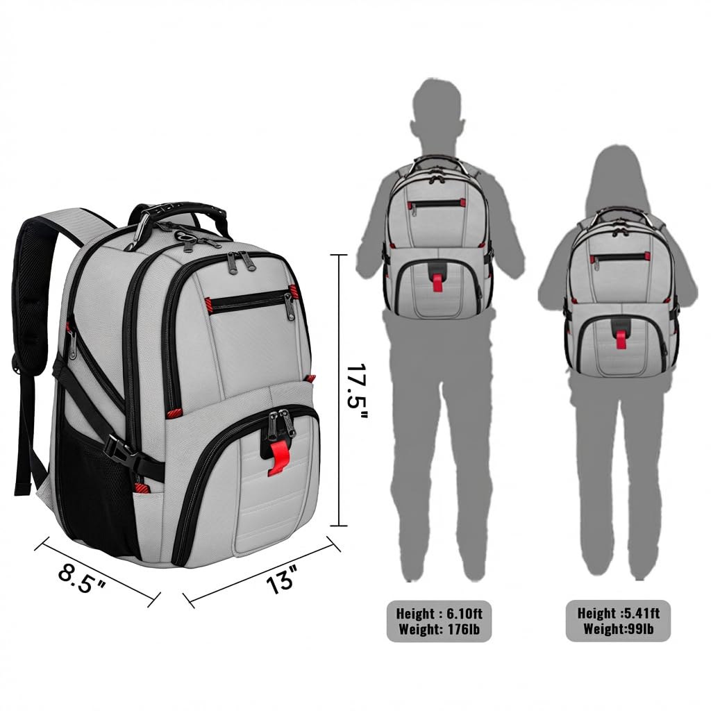 YOREPEK Large Backpack for Men, Extra Large Laptop Backpacks for Men Women, Water Resistant Travel Backpack Airline Approved Business Work Bag Fits 17 Inch Computer, Black