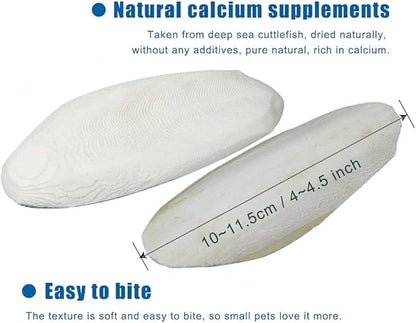 2PCS Natural Cuttlebone for Tortoise Turtles Snails Birds Cockatiels Parakeets Budgies Reptiles Small Animals(4"-4.5",Small)