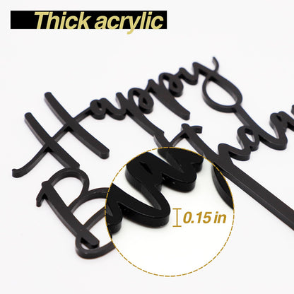CC TOWN Happy Birthday Cake Topper, Black Acrylic Durable Versatile Cake Topper, Birthday Supplies Decorations (Black)